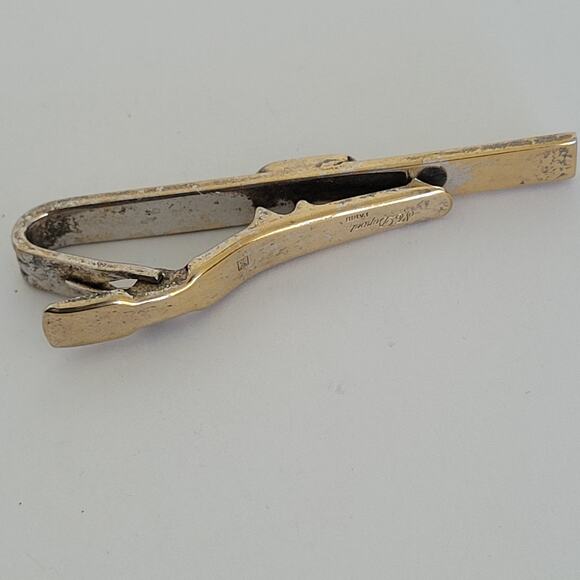 S.T. Dupont D Tie Bar Clip Clasp Gold Silver Tone 2in Logo Vintage Logo Fair - Picture 3 of 5
